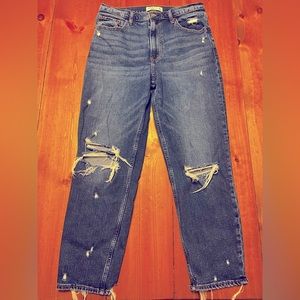 Abercrombie & Fitch The High Rise "Mom” Jean Destroyed